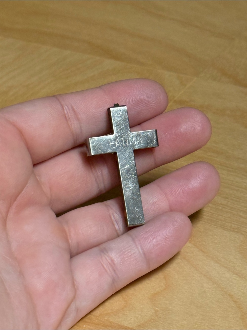 Corpus Christi Jesus Christ Fatima Crucifix Catholic Vintage Metal Wood Pendant - Picture 6 of 9